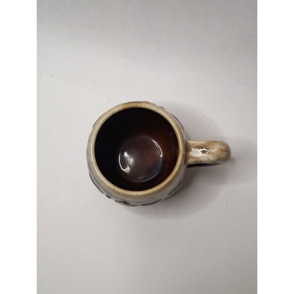 BIERE MUG BARRELL BROWN TWO-TONE CONDITION EXCELLENT Vintage Bar Decor - Picture 8 of 9